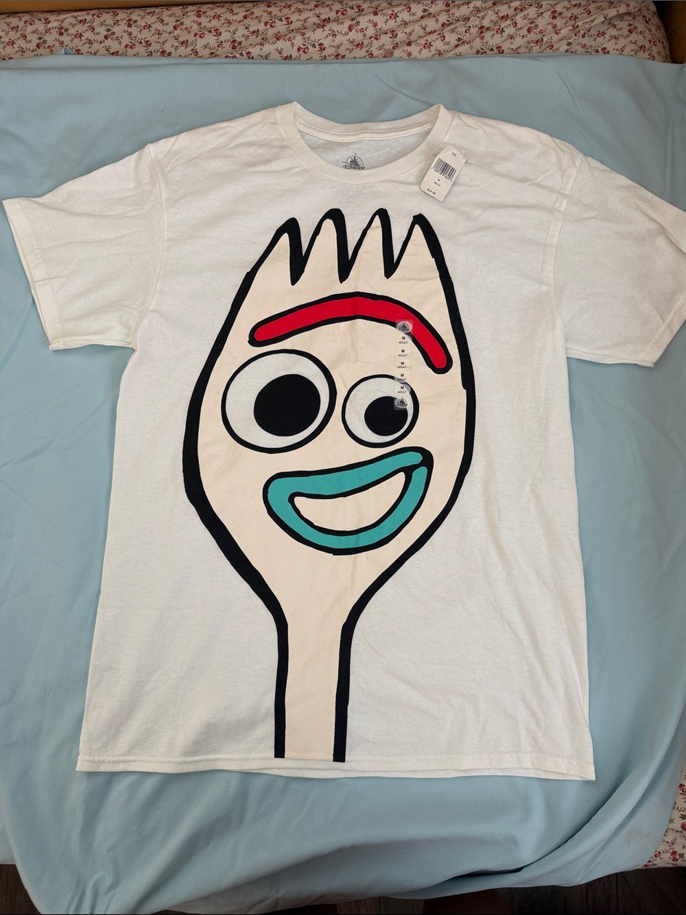Disney White Short-Sleeve Forky Graphic Tee Size M